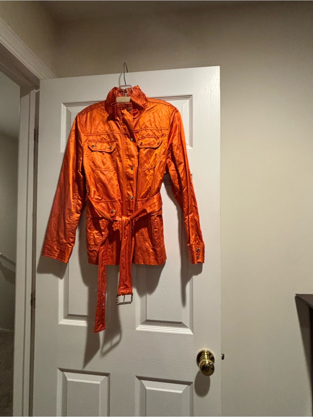 MK Orange Belted Shimmer Jacket